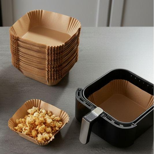 100 PCS Air Fryer Paper Sheets, Disposable Paper Liner, Oil-Proof Air Fryer Parchment Paper for Frying, Baking, Cooking and Roasting (Square 8 INCH)