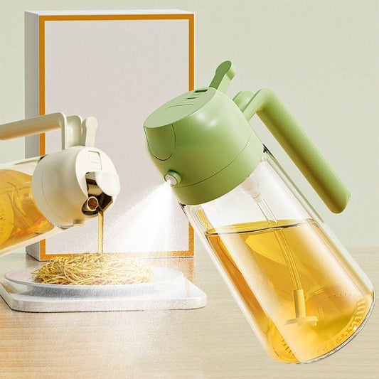 2-in-1 Oil Sprayer and Dispenser Bottle - 500ML for Kitchen, Cooking, BBQ, Air Fryer, Salad, Frying, Baking | Transparent
