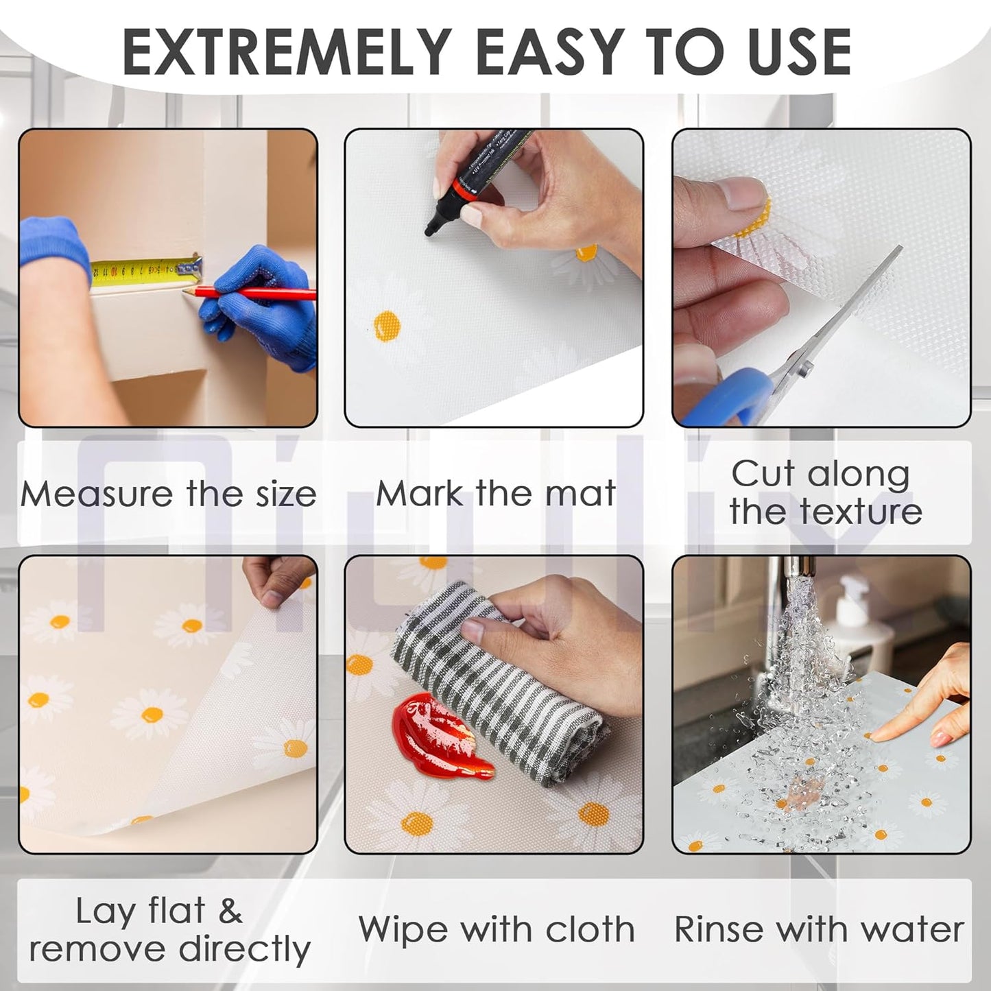 Anti Slip Drawer Mat Roll for Kitchen Shelf | Liners for Kitchen Shelves | Sheet for Fridge, Kitchens, Cabinet, Cupboard, Drawers, Wardrobe